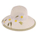 Big Brim Summer Hat with Embroidered Flower Accent - Jeanne Simmons, Wide Brim Hat - SetarTrading Hats 