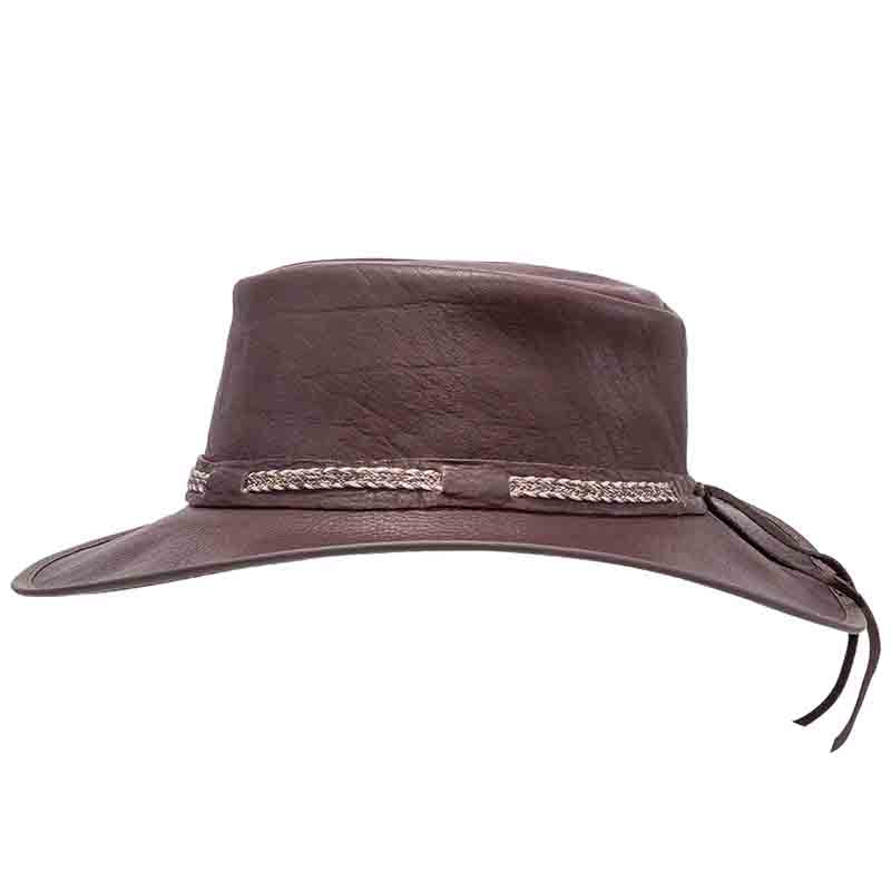 Head'n Home Bison Buffalo Leather Aussie Outback Hat up to XXL- Brown Safari Hat Head'N'Home Hats    