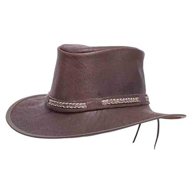 Head'n Home Bison Buffalo Leather Aussie Outback Hat up to XXL- Brown Safari Hat Head'N'Home Hats    