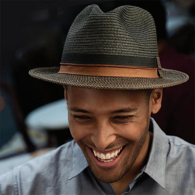 Black Fedora Hat with Tweed Brim - Scala Hats Fedora Hat Scala Hats    