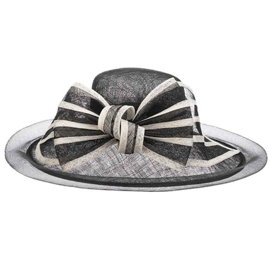 Black Sinamay Dress Hat with Contrast Trim - Scala Collezione, Dress Hat - SetarTrading Hats 
