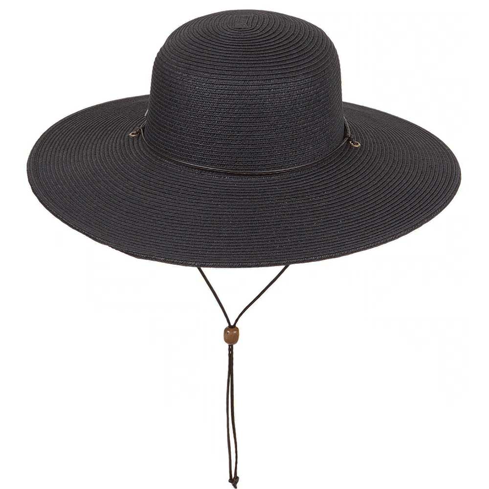 Black Straw Floppy Sun Hat with Chin Cord - Karen Keith Hats Wide Brim Sun Hat Great hats by Karen Keith BT314-A Black M/L (58.5 cm) 
