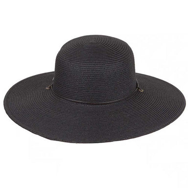 Black Straw Floppy Sun Hat with Chin Cord - Karen Keith Hats Wide Brim Sun Hat Great hats by Karen Keith    