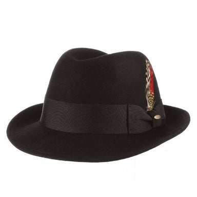 Black Wool Felt Fedora Hat - Scala Hats Fedora Hat Scala Hats WF574-BLK2 Black Medium (22.25") 
