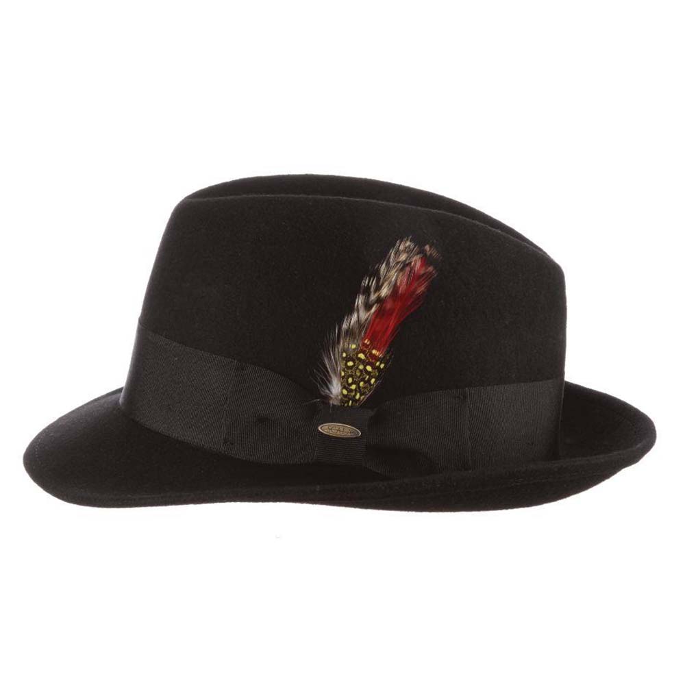 Black Wool Felt Fedora Hat - Scala Hats Fedora Hat Scala Hats