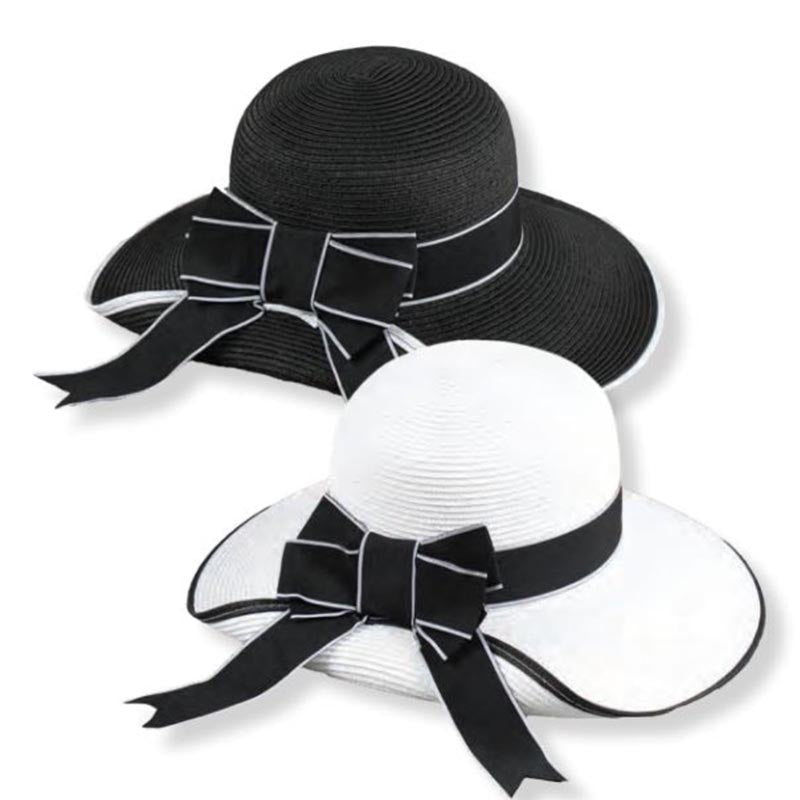 Very Cute & Fashionable Black & White Straw Hat Women Wide Brim Straw Hat Foldable Beach Floppy Sun Hat  main image 4