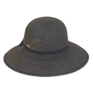 Black Crochet Toyo V-Cut Back Hat - Sun 'N' Sand Hat Wide Brim Hat Sun N Sand Hats HH2411C Black Medium (57 cm) 