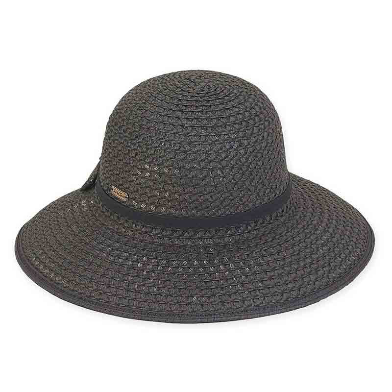 Black Crochet Toyo V-Cut Back Hat - Sun 'N' Sand Hat, Wide Brim Hat - SetarTrading Hats 