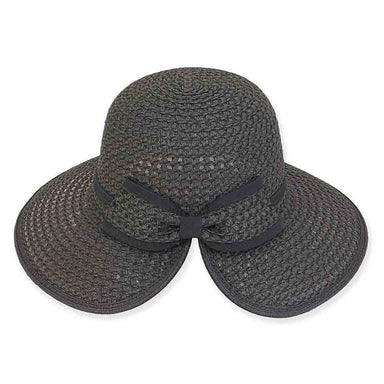 Black Crochet Toyo V-Cut Back Hat - Sun 'N' Sand Hat Wide Brim Hat Sun N Sand Hats    