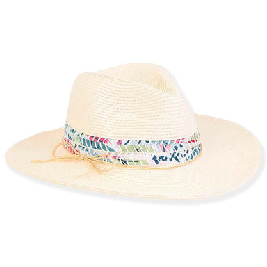 Blanket Stitched Band Straw Sun Hat for Petites - Sunny Dayz™, Safari Hat - SetarTrading Hats 