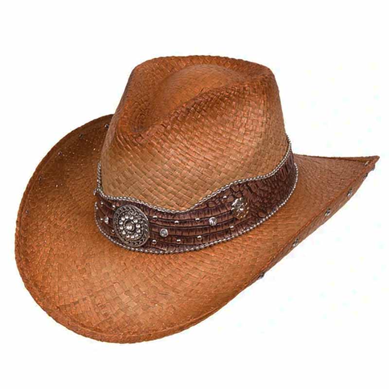 Bling Studded Straw Cowboy Hat for Small Heads - Karen Keith Hats Cowboy Hat Great hats by Karen Keith RM10D-P Natural Small (54 cm") 