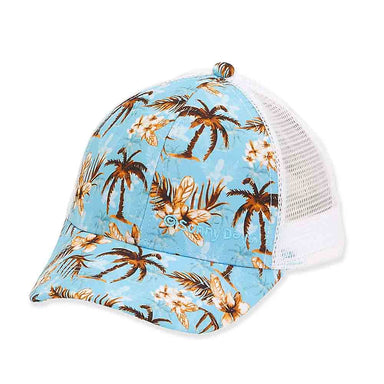 Blue Hawaii Trucker's Cap for Small Heads - Sunny Dayz Hat Cap Sun N Sand Hats HK380 Blue Small (54 cm) 