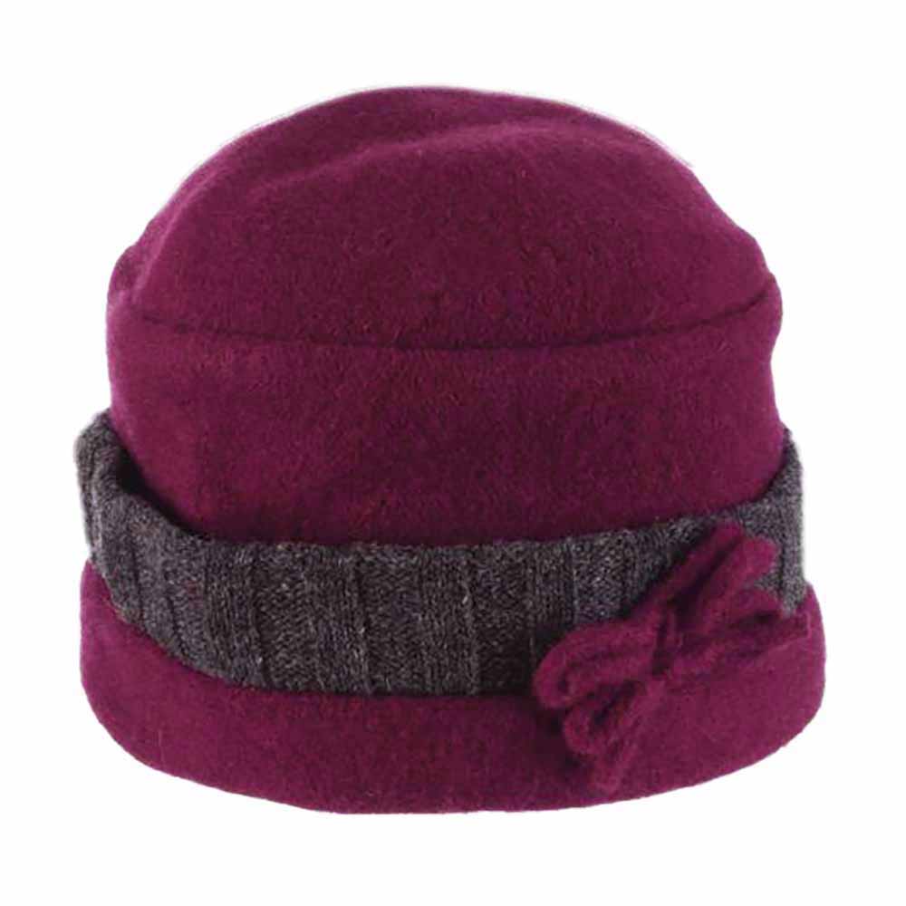 Boiled Wool Cuffed Turban Beanie - Scala Hat Beanie Scala Hats LW720 Magenta  