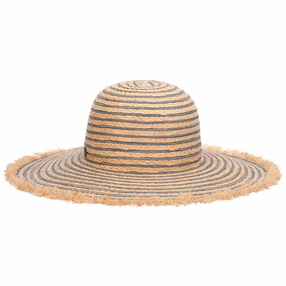 Braid Raffia Straw Blue Stripe Floppy Hat - Tommy Bahama Wide Brim Sun Hat Tommy Bahama Hats TBWL108-NAT Natural  