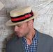 Braided Laichow Boater with Red and Navy Band - Scala Hats Gambler Hat Scala Hats    