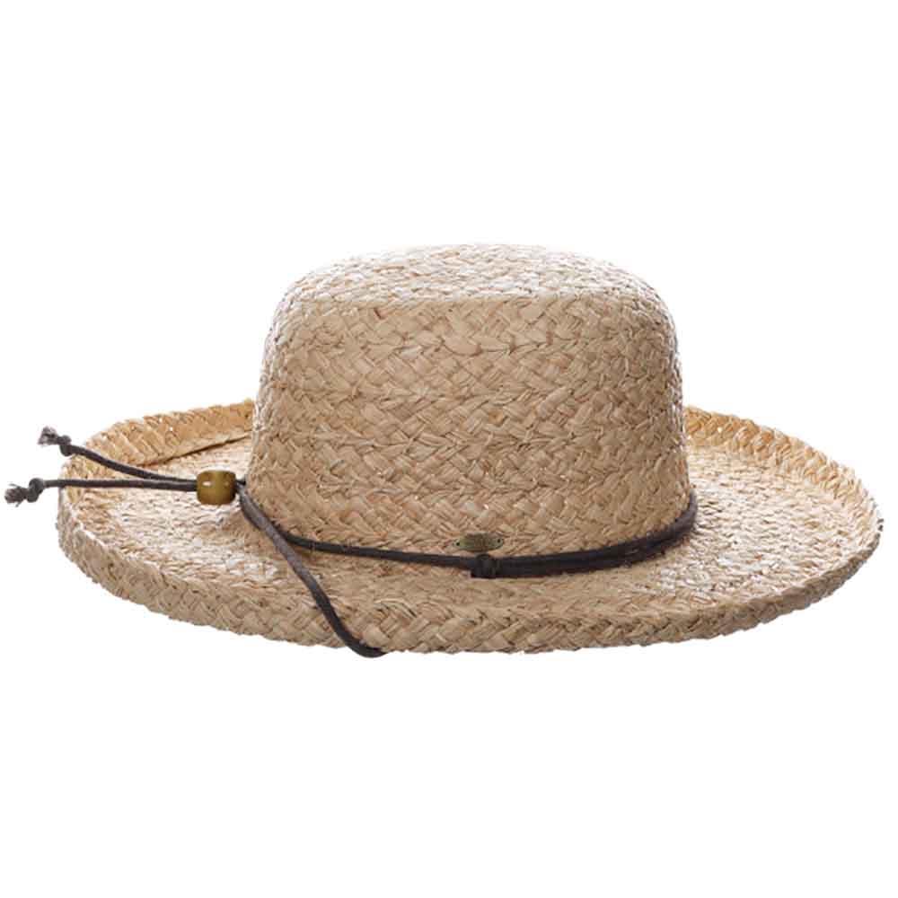 Braided Raffia Up Brim Hat with Chin Cord - Scala Hats Kettle Brim Hat Scala Hats    