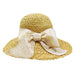 Raffia Wide Brim Sun Hat with Metallic Chiffon Bow - Santa Rosa Cappelli Wide Brim Sun Hat Cappelli Straworld csw327gd Gold Medium (57 cm) 