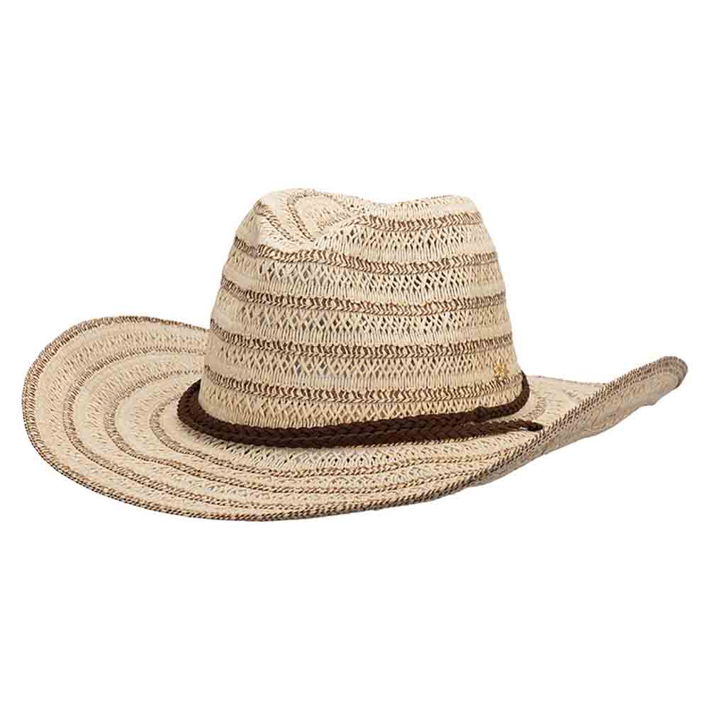 Breezy Braided Women's Cowboy Hat with Chin Strap - Cappelli Straworld Cowboy Hat Cappelli Straworld CSW404NT Natural OS (57 cm) 