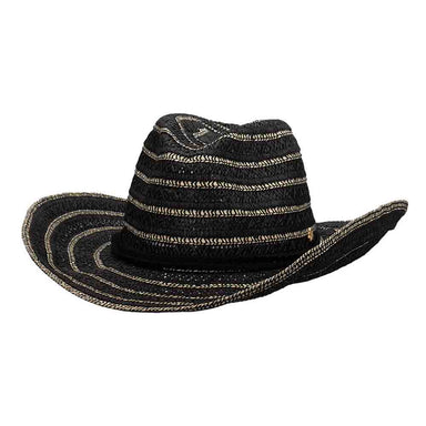 Breezy Braided Women's Cowboy Hat with Chin Strap - Cappelli Straworld Cowboy Hat Cappelli Straworld CSW404BK Black OS (57 cm) 