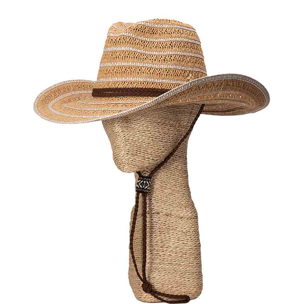 Breezy Braided Women's Cowboy Hat with Chin Strap - Cappelli