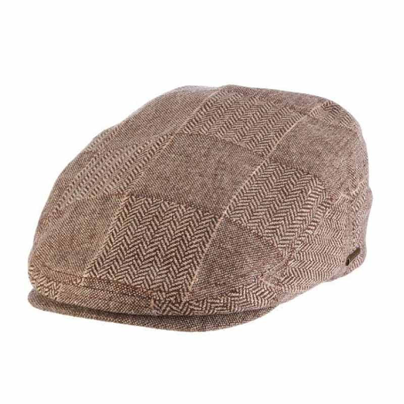 Brown Tweed Patch Flat Cap - Stetson Hat Flat Cap Stetson Hats STW348 Brown Medium 