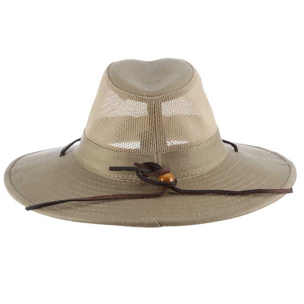 Brushed Twill Mesh Crown Safari with Chin Cord, Small-3XL -DPC