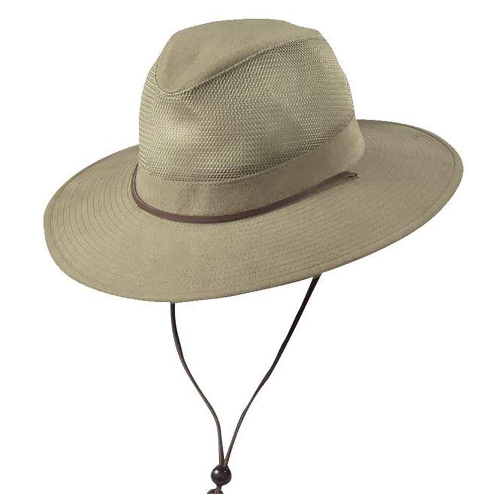 Brushed Twill Mesh Crown Safari with Chin Cord, Small-3XL -DPC Outdoor ...