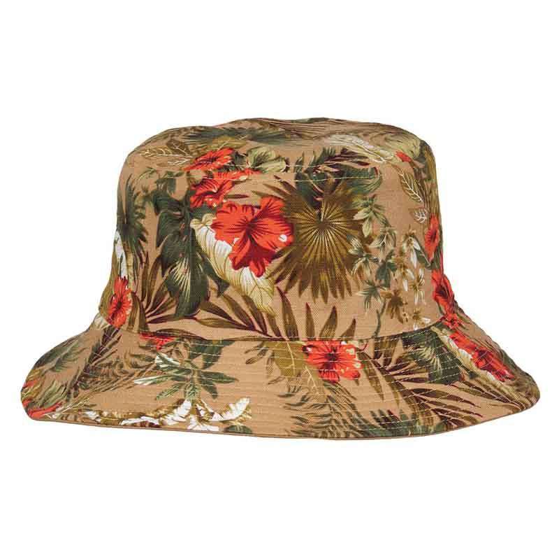 Reversible Floral Print-Solid Color Bucket Hat - Karen Keith Hats Navy Palm / L/XL (58-60 cm)