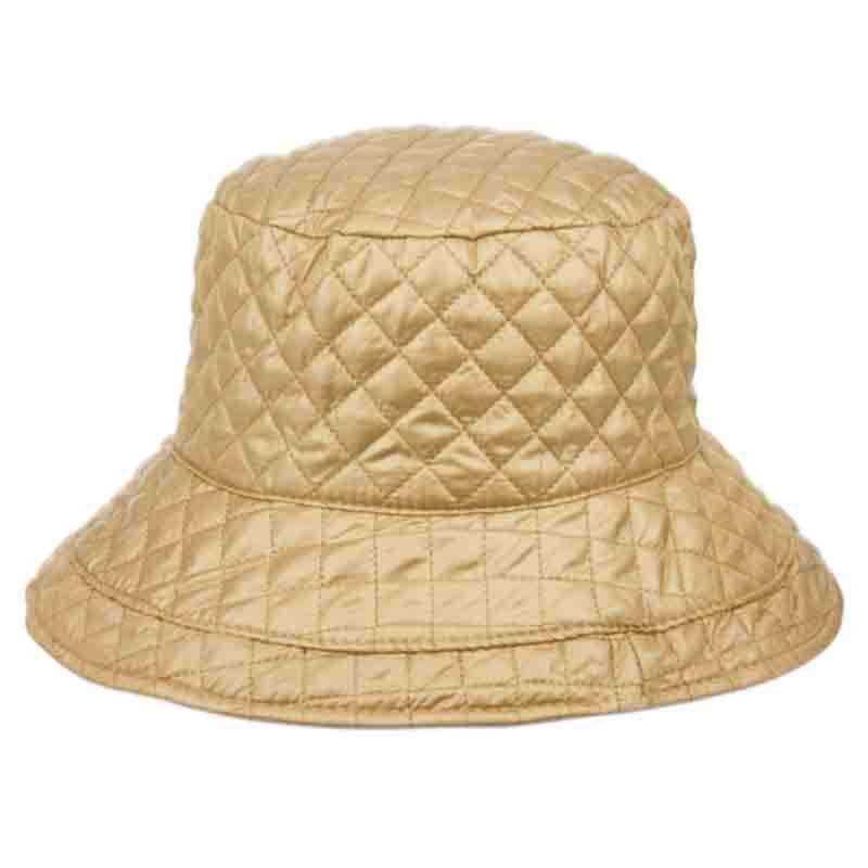 Quilted Rain Hat with Toggle - Angela & William Bucket Hat Epoch Hats cl3004bg Beige  