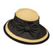 Elegant Summer Hat with Large Linen Bow - Callanan Hats Wide Brim Hat Callanan Hats CM175bk Black Medium (57 cm) 