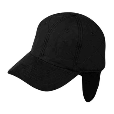 Quilted Waterproof Cap with Fleece Earflop - Elysiumland Hats Cap Epoch Hats cp2300bk Black  