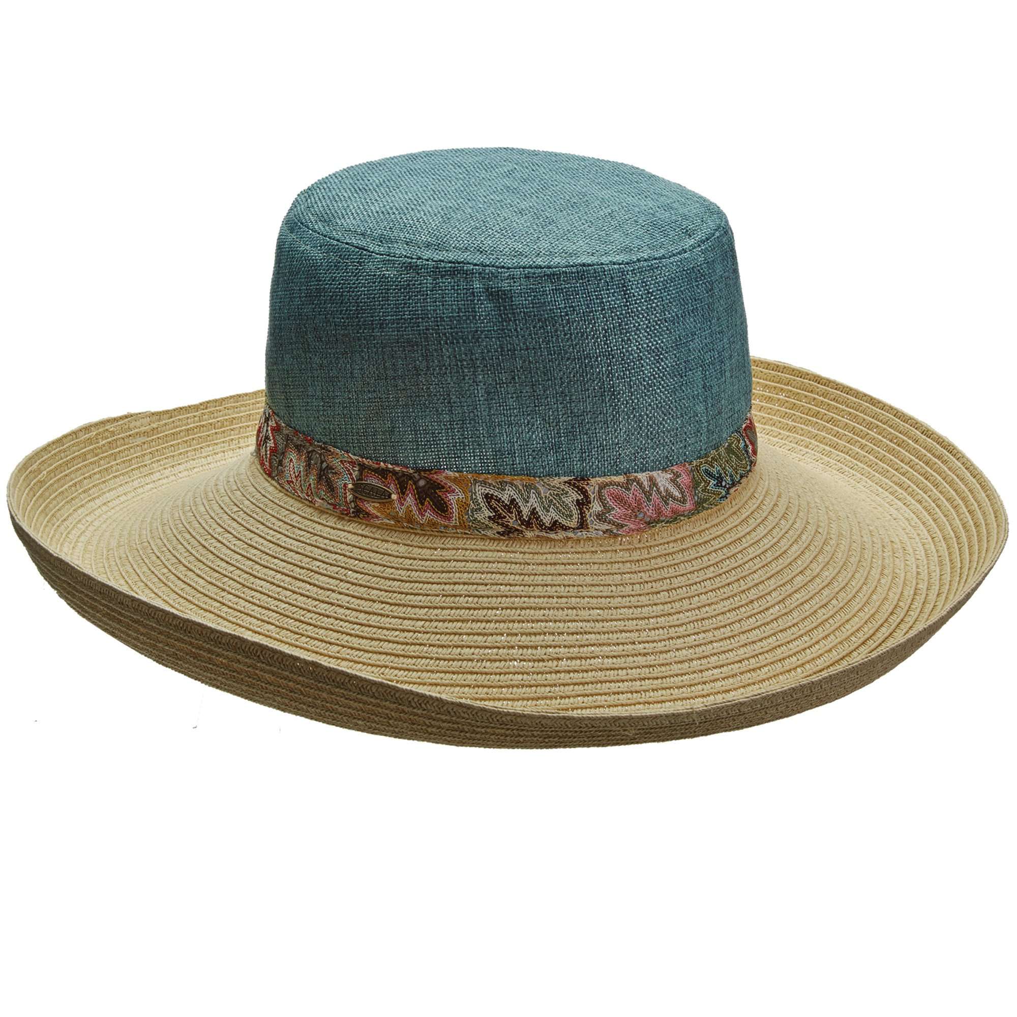 Upturned Brim Linen Crown Summer Hat - Callanan Hats Kettle Brim Hat Callanan Hats CR261TL Teal Medium (57 cm) 