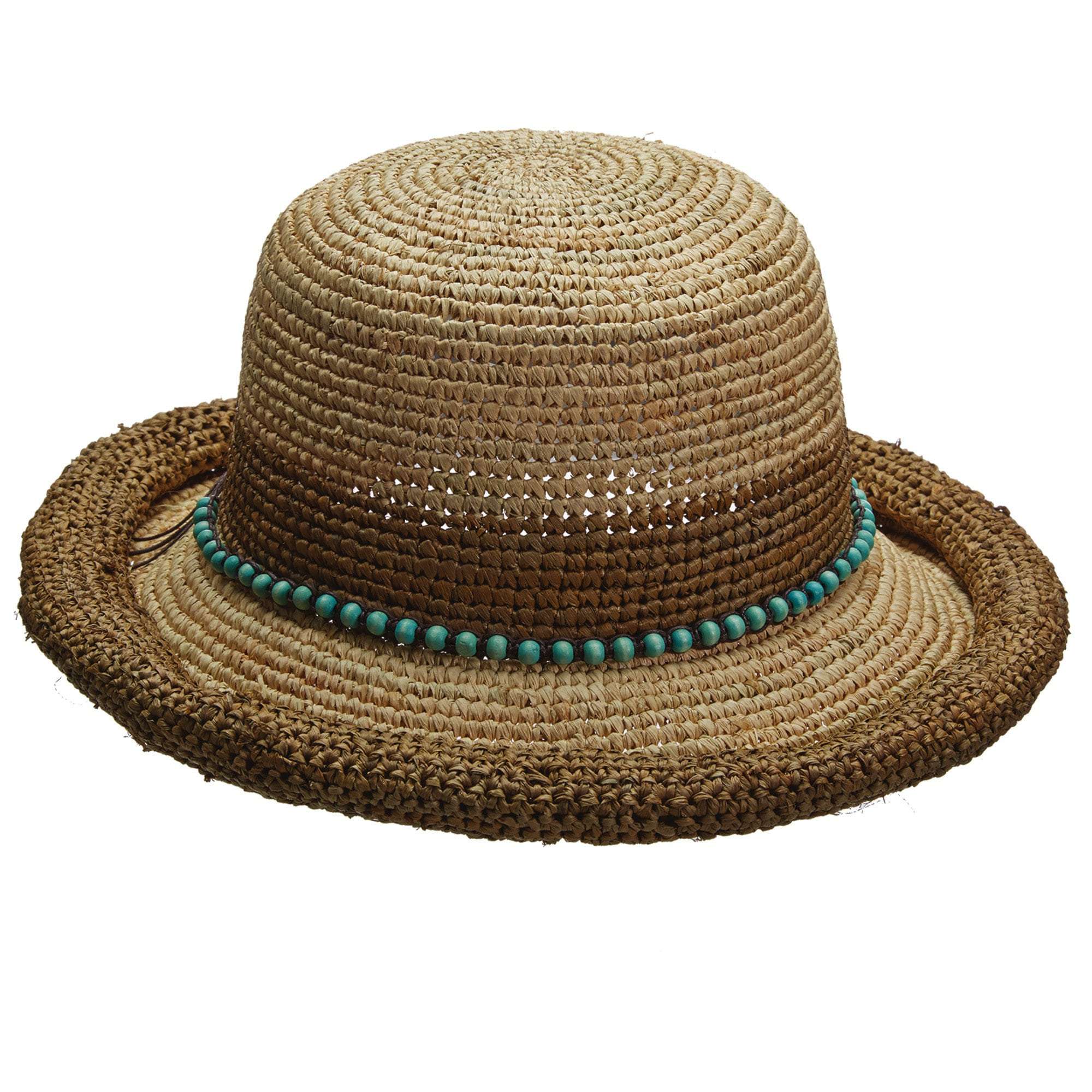 Rolled Edge Crocheted Raffia Bowler Hat for Women - Callanan Hats Kettle Brim Hat Callanan Hats CR268BN Brown Medium (57 cm) 