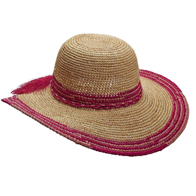 Crocheted Raffia Wide Brim Sun Hat - Callanan Hats Wide Brim Sun Hat Callanan Hats CR272FC Fuchsia  