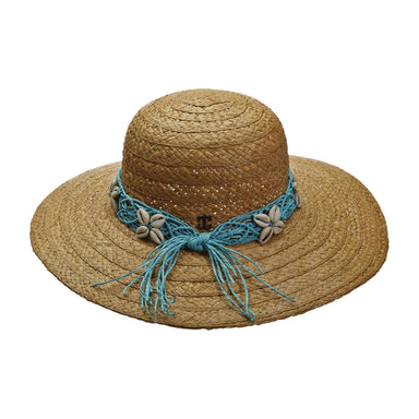 Shell Trim Raffia Capeline Summer Hat for Women - Callanan Hats Wide Brim Sun Hat Callanan Hats