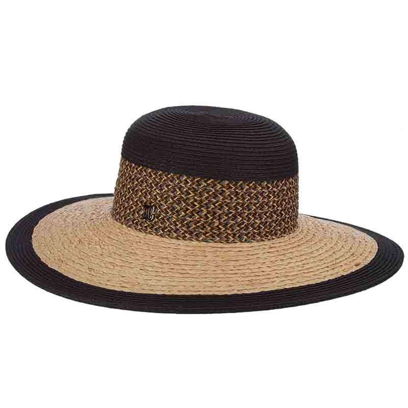 Raffia Braid Brim Floppy Sun Hat - John Callanan Floppy Hat Callanan Hats cr291bk Black M/L (58 cm) 