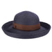 Superfine Braid Up Turned Brim Sun Hat - John Callanan Kettle Brim Hat Callanan Hats cr296nv Navy  