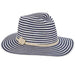 Nautical Stripe Fedora Hat with Double Eight Knot Tie - John Callanan Fedora Hat Callanan Hats cr310nv Navy  
