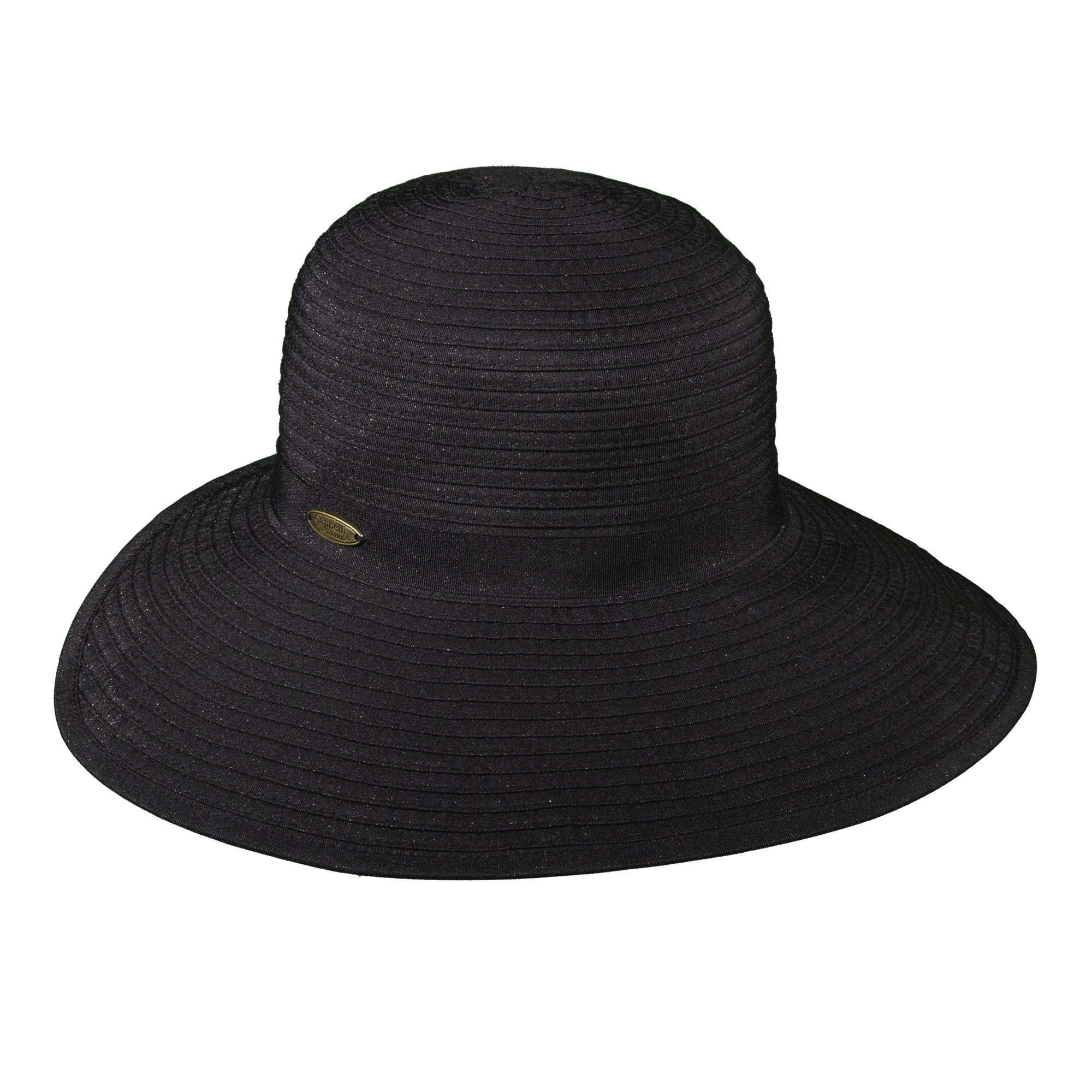 Cappelli's Iridescent Ribbon Facesaver Wide Brim Hat Cappelli Straworld WSRP566BK Black  