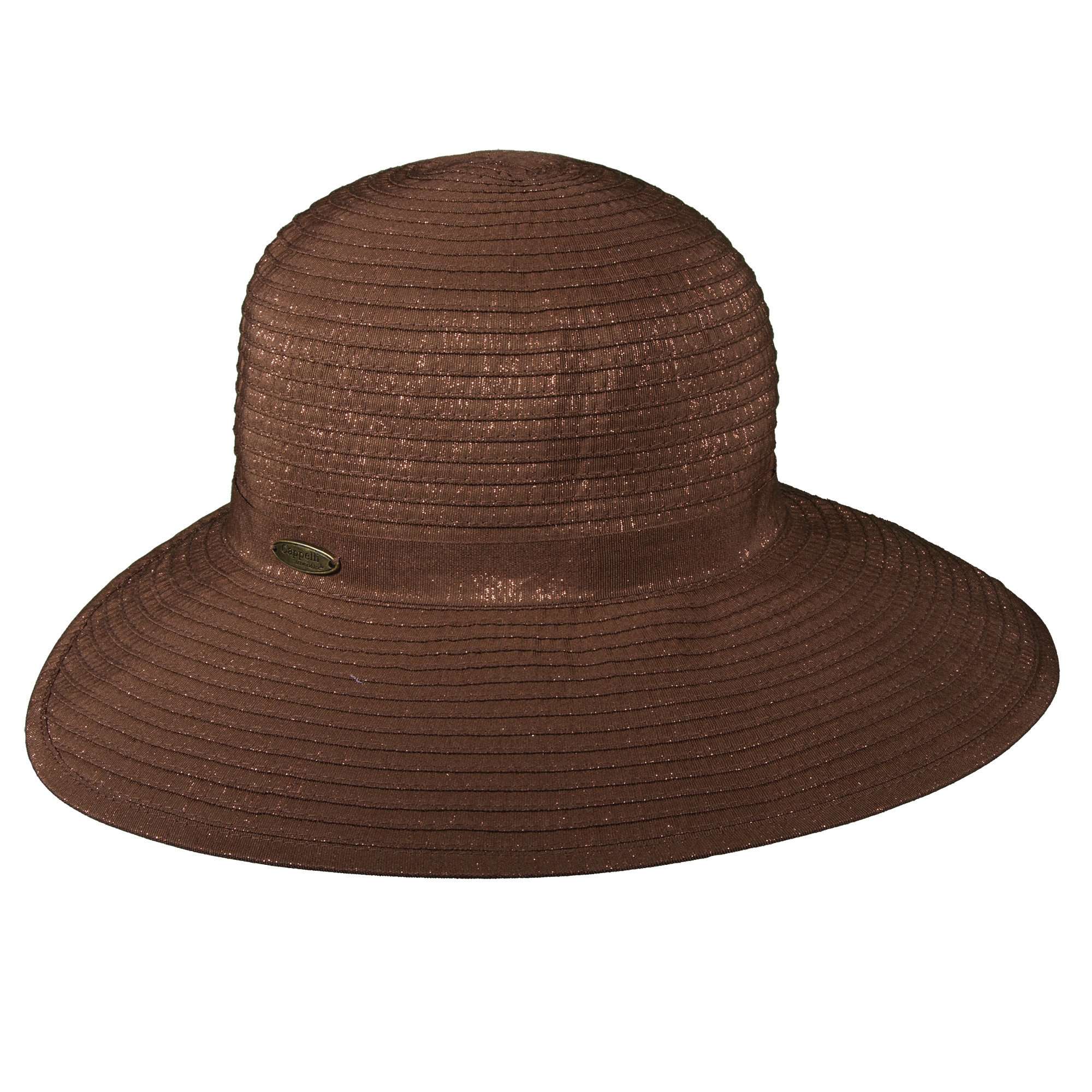 Cappelli's Iridescent Ribbon Facesaver Wide Brim Hat Cappelli Straworld WSRP566BN Brown  