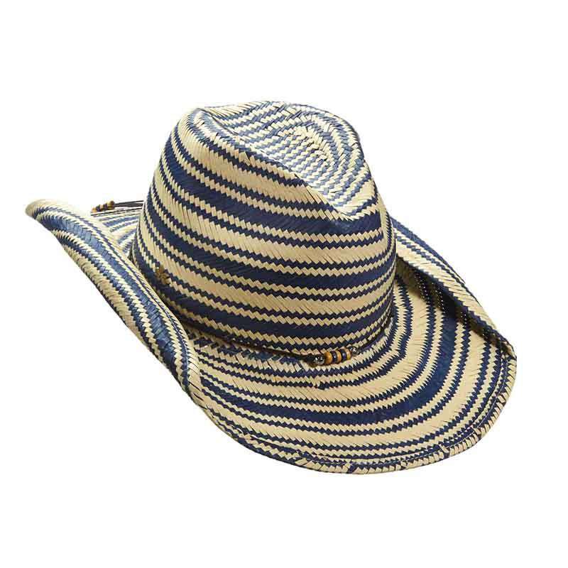 Striped Toyo Western Hat by Cappelli Straworld Cowboy Hat Cappelli Straworld csw268NV Navy  