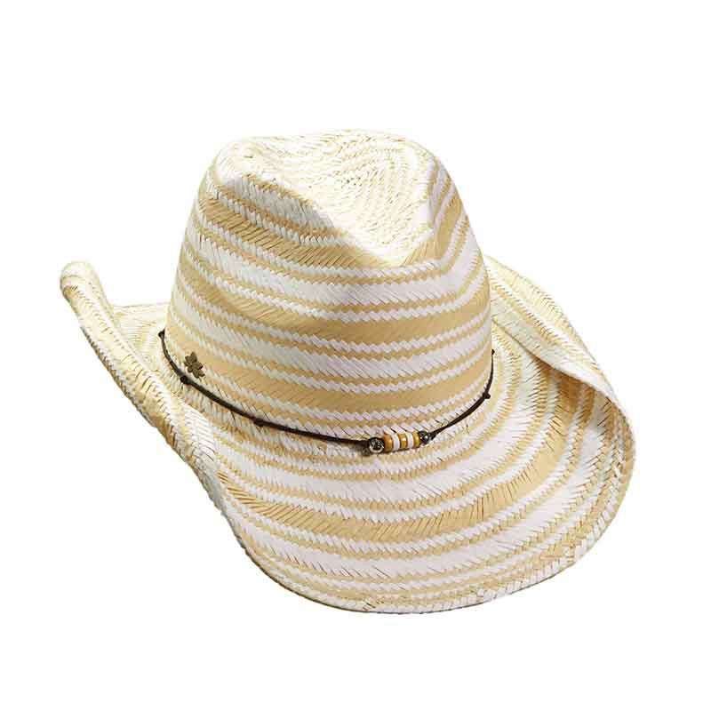 Striped Toyo Western Hat by Cappelli Straworld Cowboy Hat Cappelli Straworld csw268TN Tan  