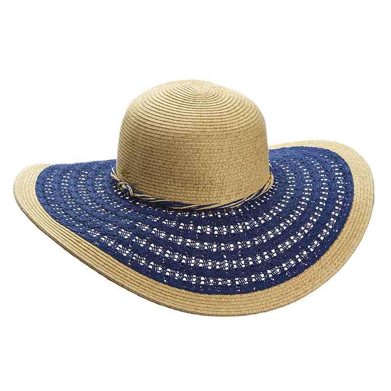 Crocheted Brim Wide Brim Beach Hat - Cappelli Straworld, Wide Brim Sun Hat - SetarTrading Hats 