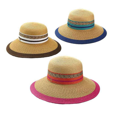 Multicolor Striped Big Brim Hat by Cappelli Straworld Wide Brim Hat Cappelli Straworld    