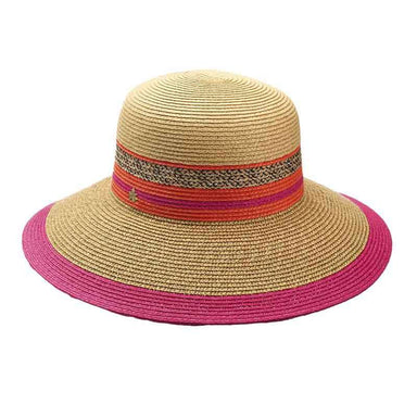 Multicolor Striped Big Brim Hat by Cappelli Straworld Wide Brim Hat Cappelli Straworld csw285 Fuchsia  