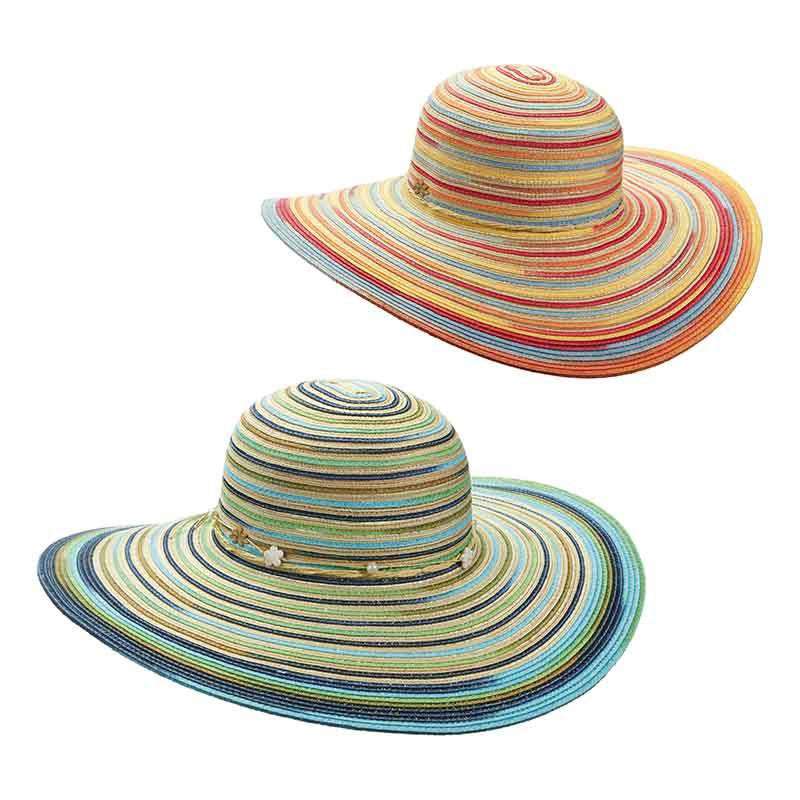 Multicolor Striped Summer Floppy Hat by Cappelli Straworld, Floppy Hat - SetarTrading Hats 