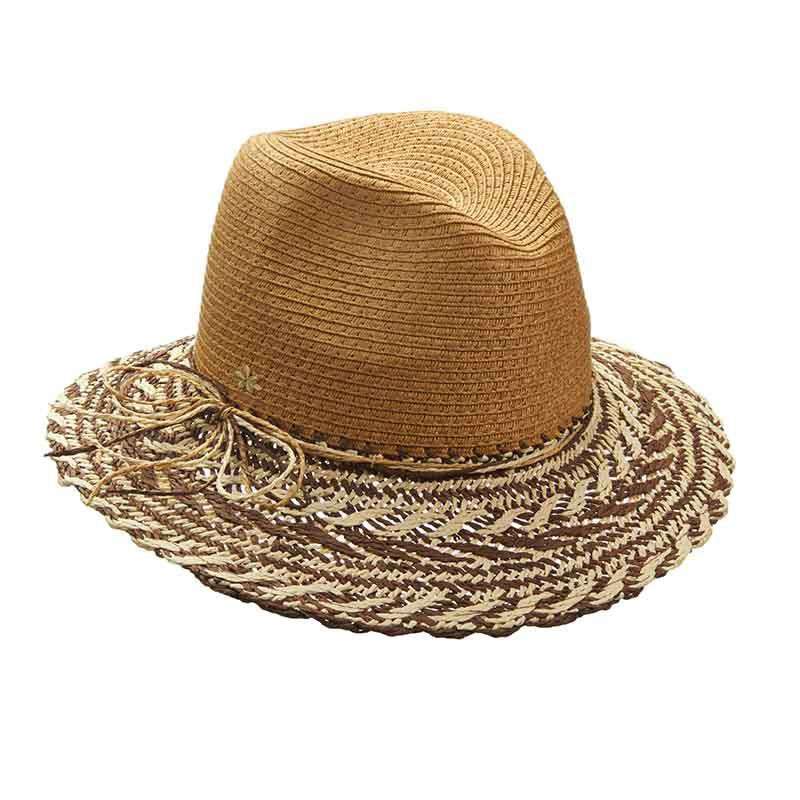 Crocheted Two Tone Brim Safari Hat by Cappelli Straworld Safari Hat Cappelli Straworld csw293BN Brown Medium (57 cm) 