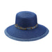 Big Brim Sun Hat with Raffia Detail - Cappelli Straworld Hats Wide Brim Sun Hat Cappelli Straworld csw296NV Navy Medium (57 cm) 