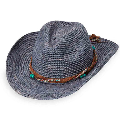 Catalina Cowboy Raffia Hat - Wallaroo Hats Cowboy Hat Wallaroo Hats CATCODB Dusty Blue M/L (58 cm) 