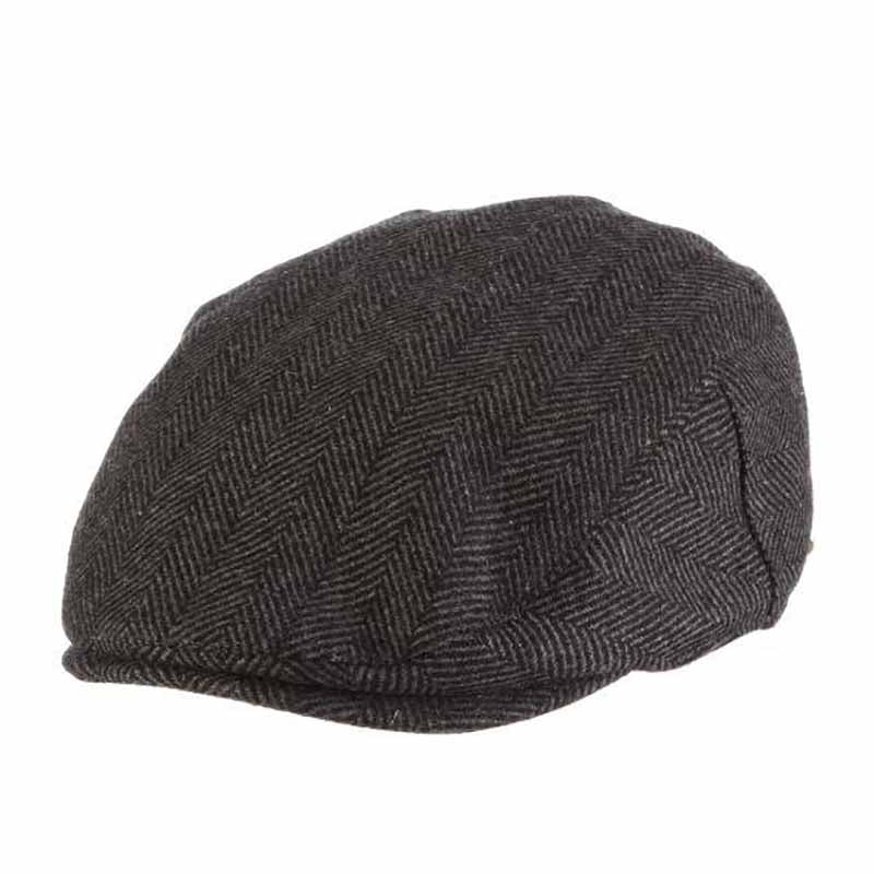 Charcoal Grey Herringbone Flat Cap - Stetson Hat Flat Cap Stetson Hats STW346-CHAR2 Charcoal Medium 